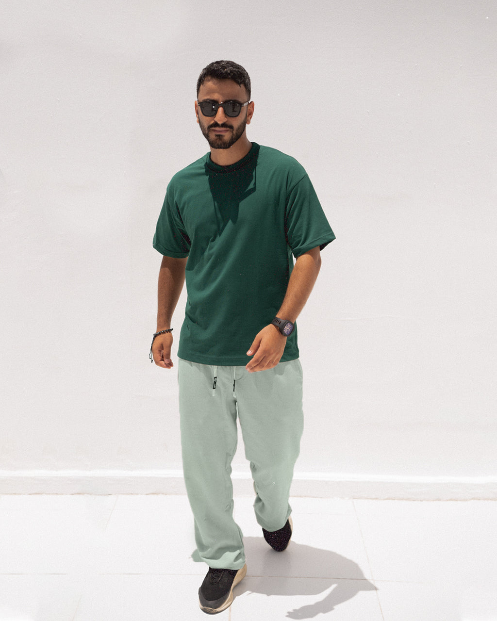 Olive Green T-Shirt & Mint Green Pants Set