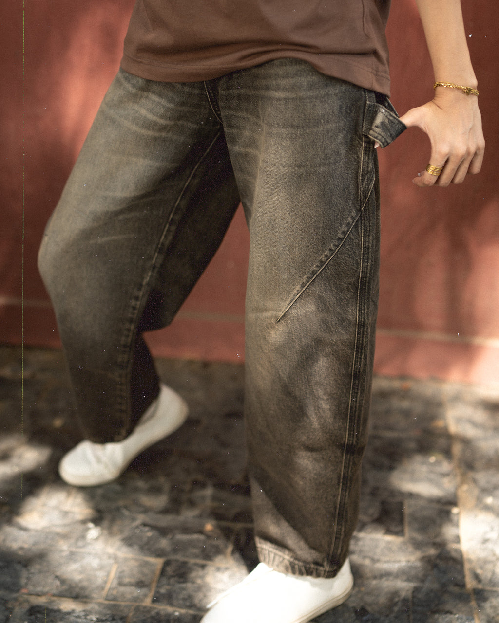 DRIZZ Wide-Leg Cargo Jeans Gray