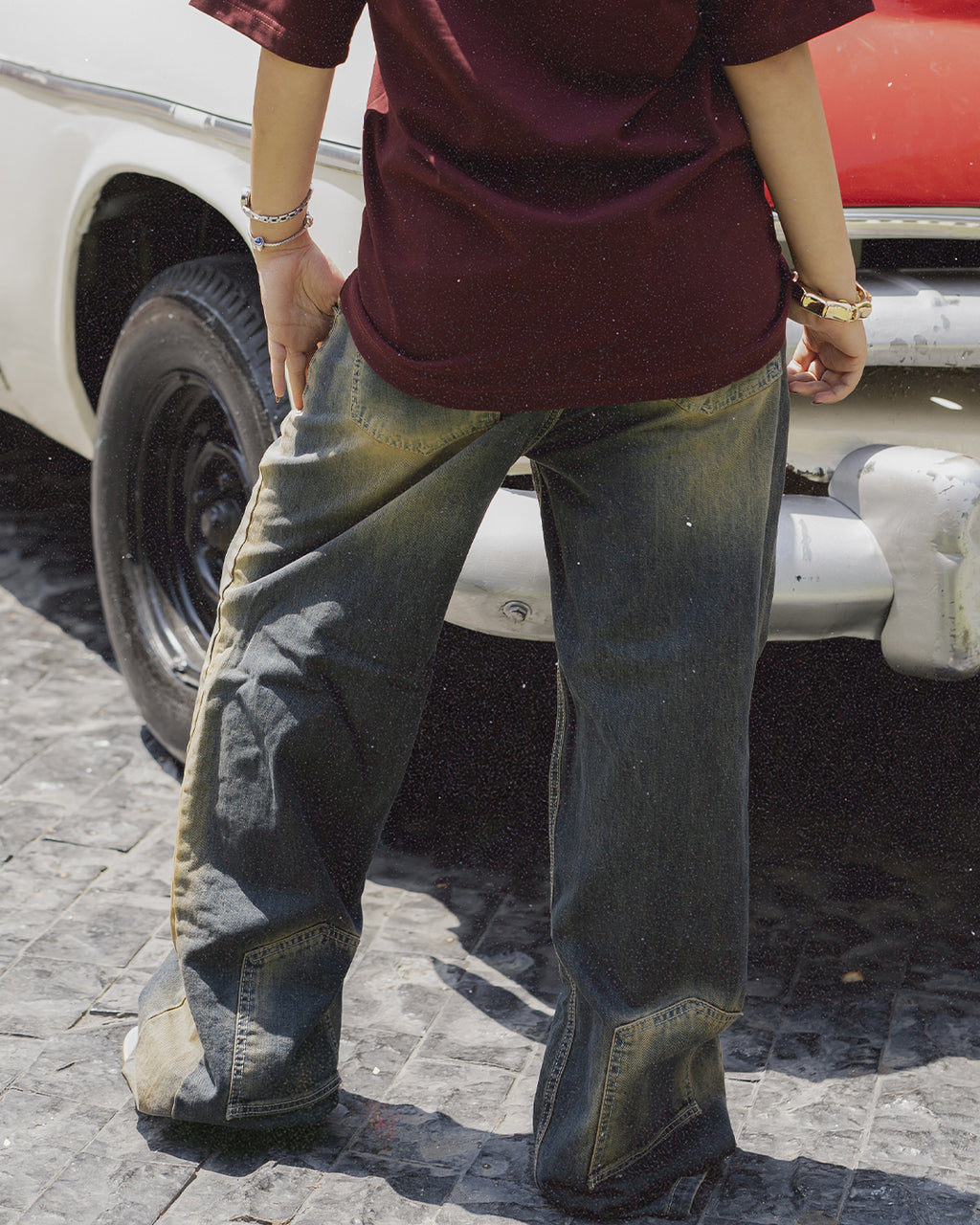 DRIZZ Wide-Leg Cargo Jeans BROWN